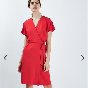 Topshop coral wrap dress